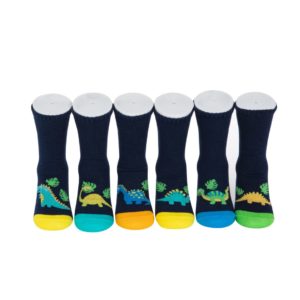 מארז 6 זוגות גרבי כותנה מעוצבים לילדים דגם דינוזאור