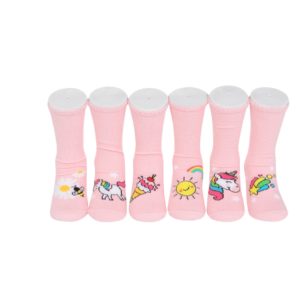 מארז 6 זוגות גרבי כותנה מעוצבים לילדים דגם חד קרן