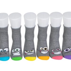 מארז 6 זוגות גרבי כותנה מעוצבים לבוגרים דגם פרצופים