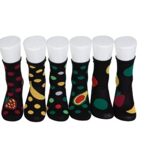 מארז 6 זוגות גרבי כותנה מעוצבים לבוגרים דגם פירות