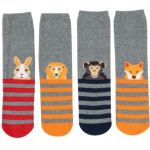 מארז 6 זוגות גרבי כותנה מעוצבים לבוגרים דגם חיות