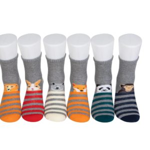 מארז 6 זוגות גרבי כותנה מעוצבים לבוגרים דגם חיות