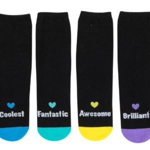 מארז 6 זוגות גרבי כותנה מעוצבים לבוגרים דגם מילים מחזקות