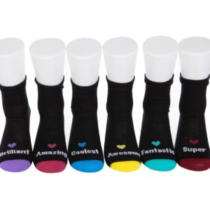 מארז 6 זוגות גרבי כותנה מעוצבים לבוגרים דגם מילים מחזקות