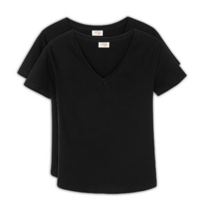 מארז 2 חולצות נשים מחשוף V, צבע שחור