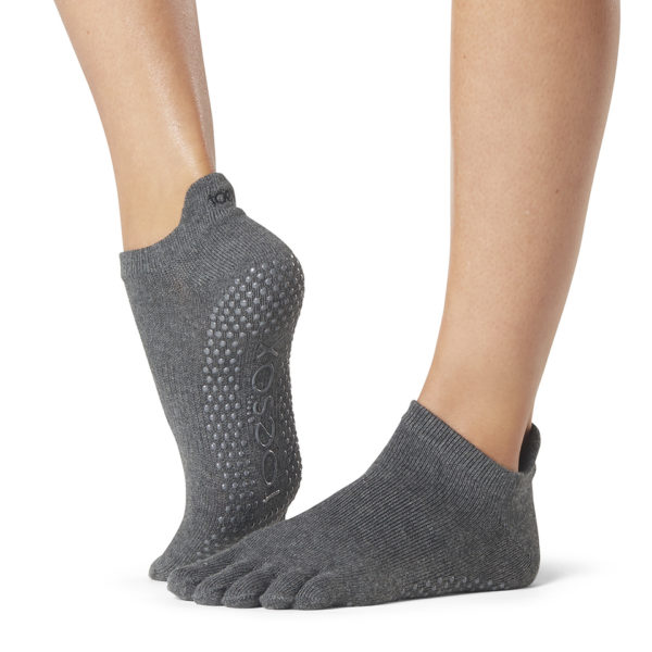 Full Toe Low Rise Grip Socks - גרב חמש אצבעות שלמות מכותנה - צבע אפור כהה