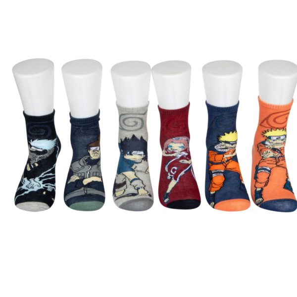 6 זוגות גרבי כותנה מעוצבים לבני נוער ובוגרים, דגם נאורוטו