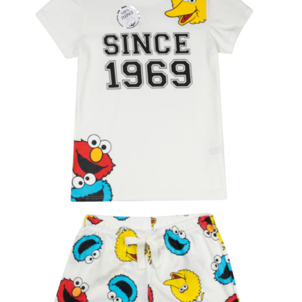 פיג'מת נשים שרוול קצר סומסום, מידות S-XXL